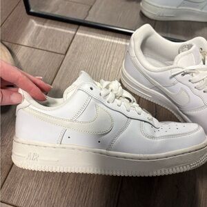 Nike All-White Low Top Leather Sneakers